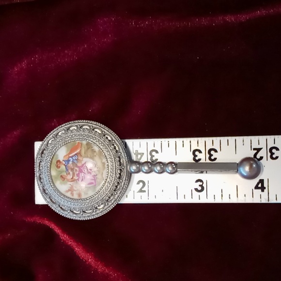 Vintage Limoges Fragonard Mini/Petite/Purse Mirror With Scene Of Courting Couple - Picture 6 of 12